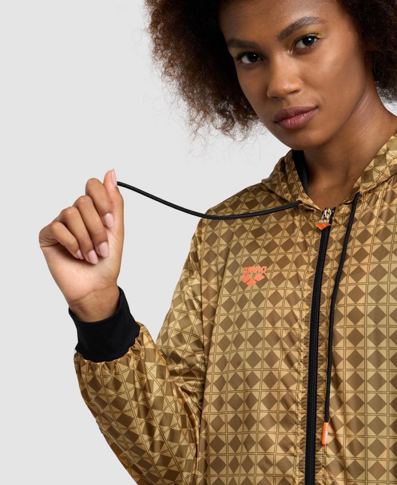 Doré Multicolore Veste Arena 50th Anniversary Cropped Long Sleeve Encapuchonné - WCG-5165708