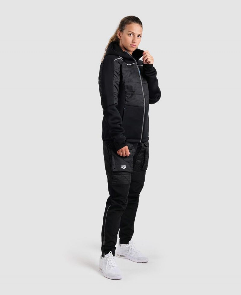 Noir Veste Arena Team Half-Matelassé Encapuchonné - HBE-8345117