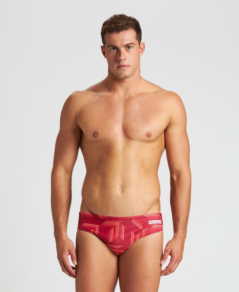 Rouge Multicolore Slip de Bain Arena Puzzled - PQZ-0118582