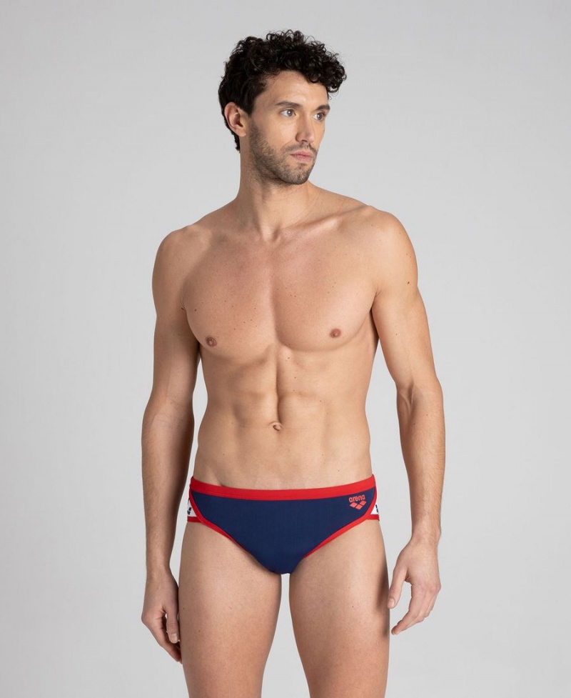 Bleu Marine Rouge Slip de Bain Arena Team Stripe - LKX-3806322