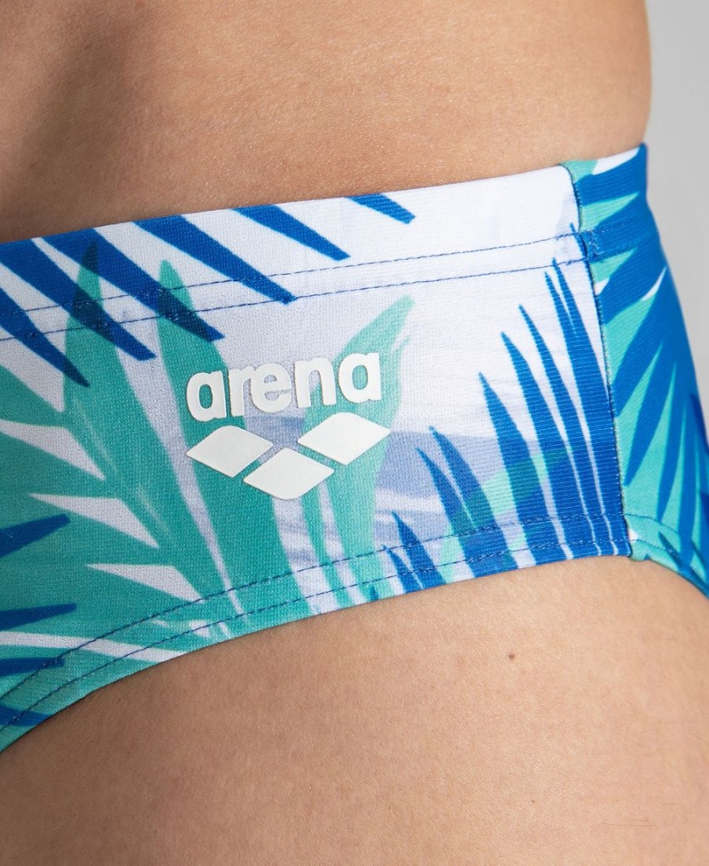 Bleu Marine Multicolore Slip de Bain Arena Palm Print - AUJ-8065482