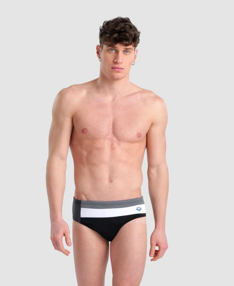 Noir Grise Blanche Slip de Bain Arena Icons Panels - KTX-0281016