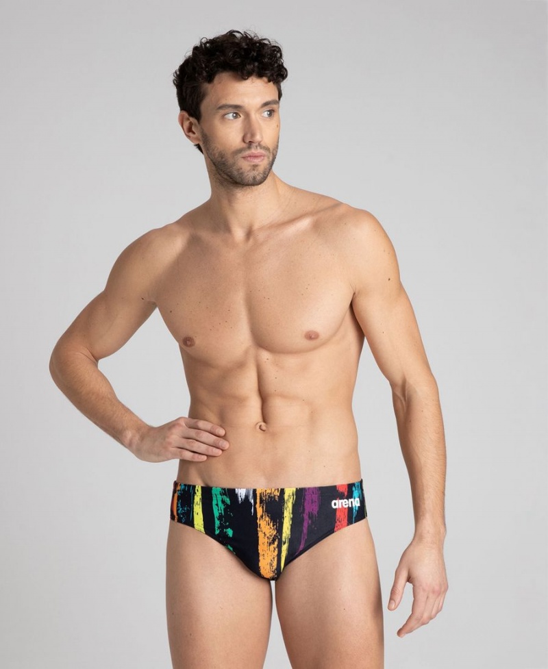 Noir Multicolore Slip de Bain Arena Team Painted Stripes - BZQ-2387411