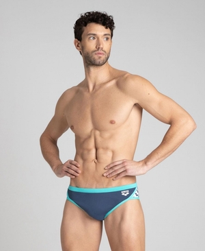 Bleu Marine Turquoise Slip de Bain Arena Team Stripe - TBJ-7913557