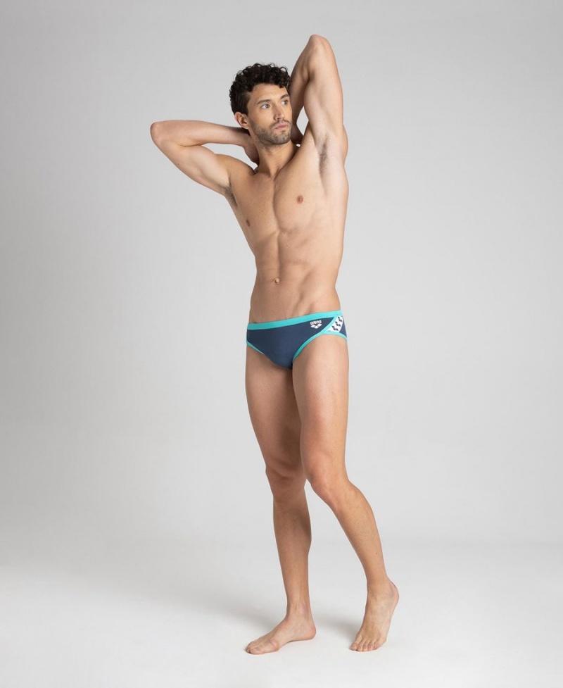 Bleu Marine Turquoise Slip de Bain Arena Team Stripe - TBJ-7913557