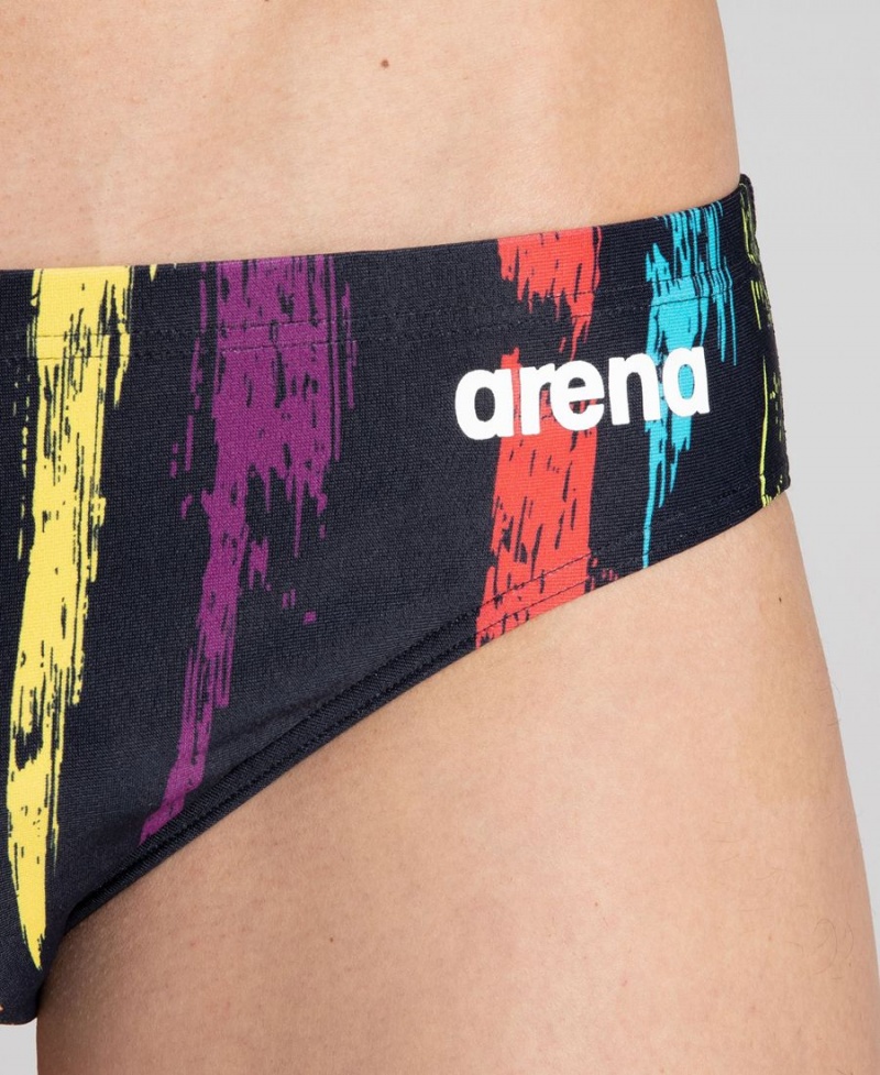 Noir Multicolore Slip de Bain Arena Team Painted Stripes - BZQ-2387411