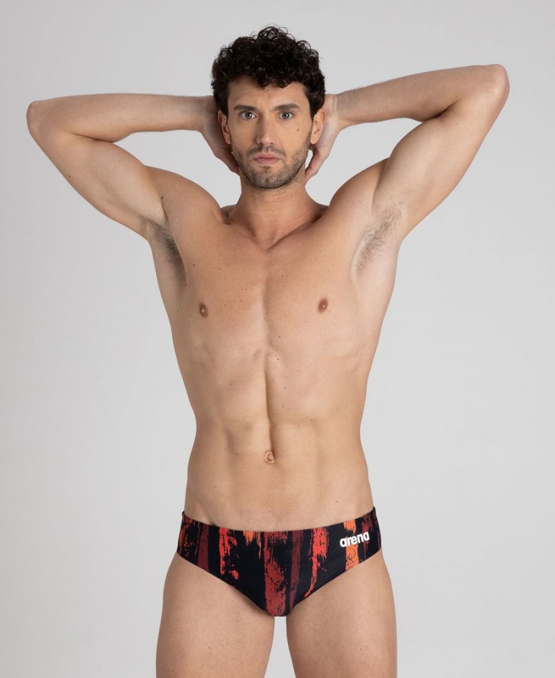 Noir Rouge Slip de Bain Arena Team Painted Stripes - YEE-1789902