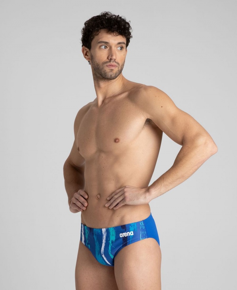 Bleu Multicolore Slip de Bain Arena Team Painted Stripes - LVA-0943621