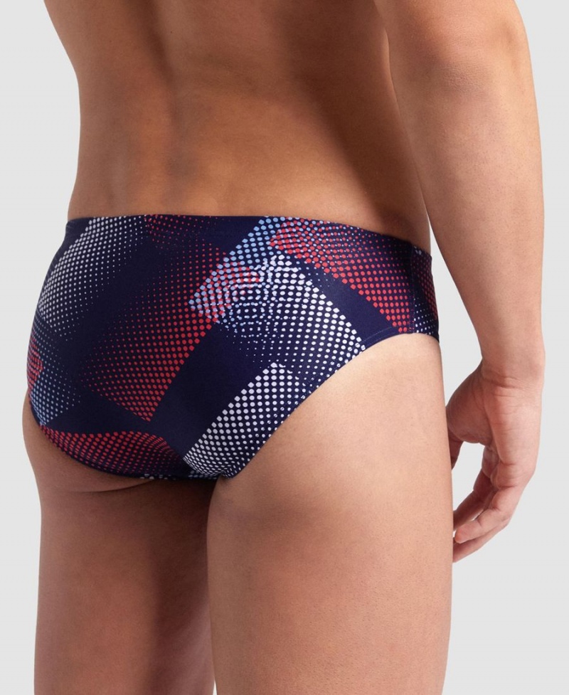 Rouge Blanche Bleu Slip de Bain Arena Halftone - QQM-9359650