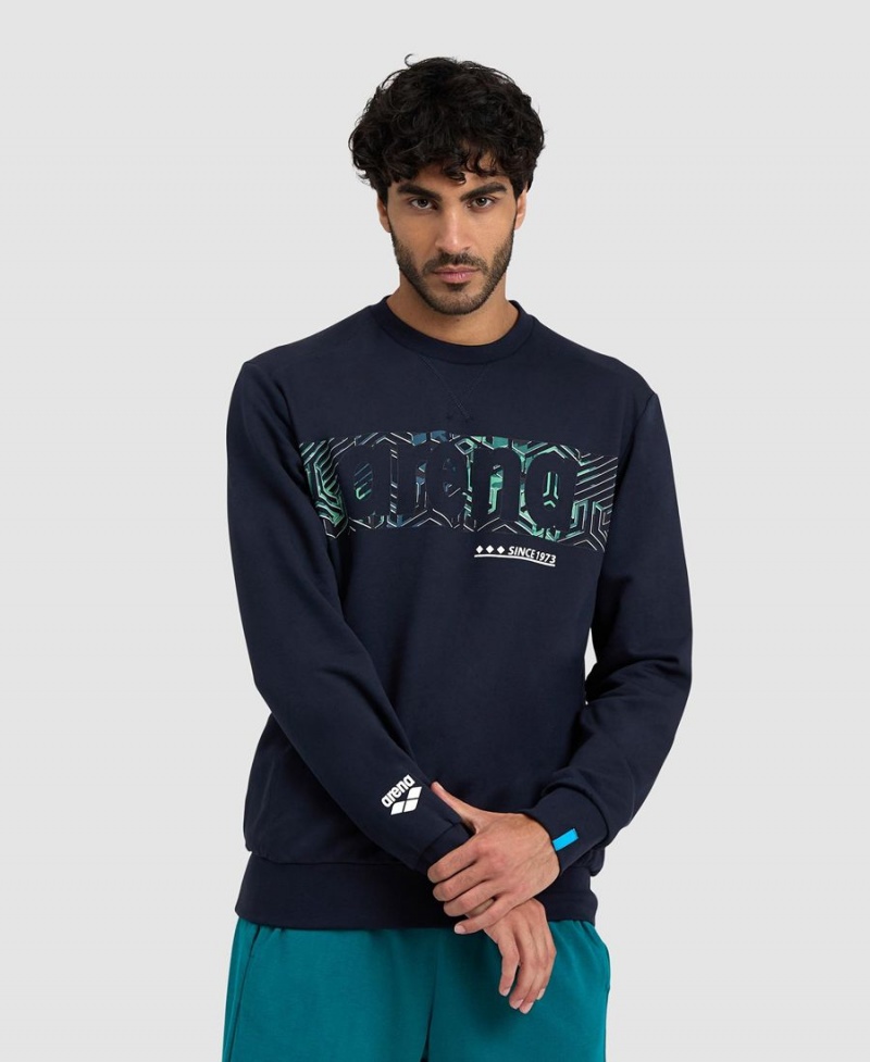 Bleu Marine Sweatshirt Arena Logo Crewneck - JQS-0911858