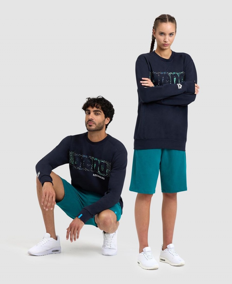 Bleu Marine Sweatshirt Arena Logo Crewneck - JQS-0911858