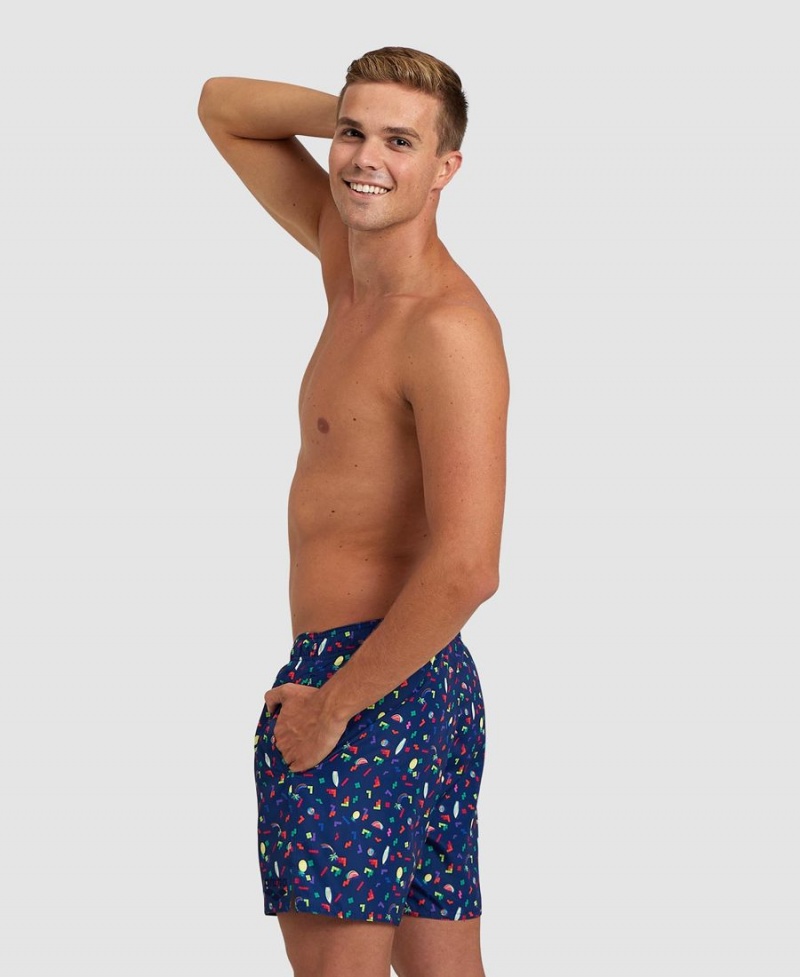 Bleu Marine Multicolore Short Arena Allover Beach - BDL-1015278