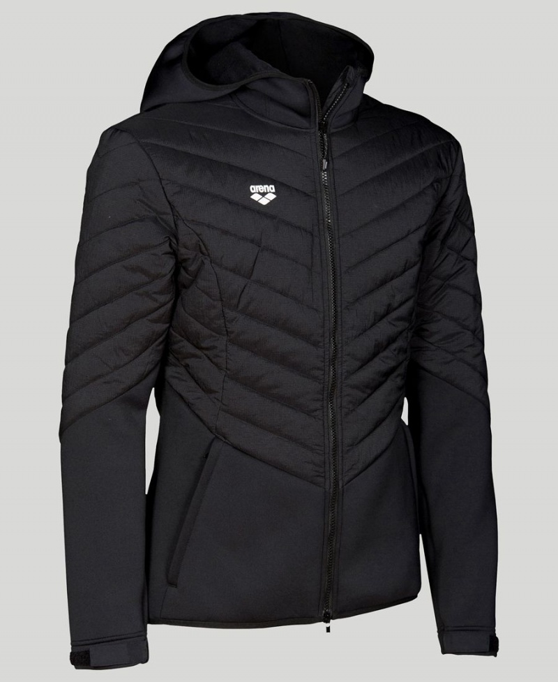 Noir Veste Arena Encapuchonné Half-Matelassé - MNK-8012330