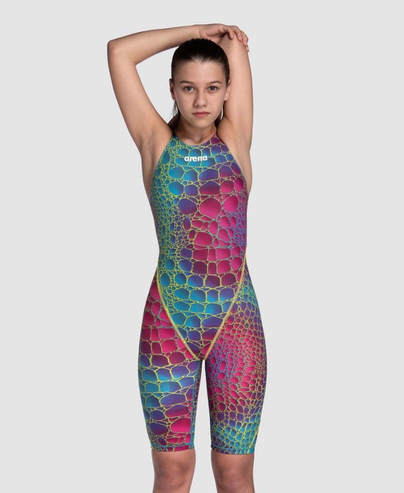 Rose Vert Multicolore Combinaison Natation Arena Powerskin ST Next Eco Limited Edition Open Back Jr - XXK-8533734