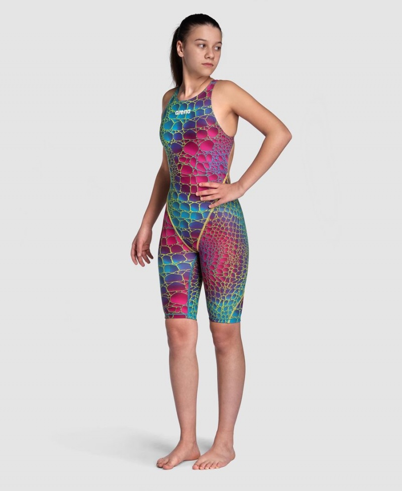 Rose Vert Multicolore Combinaison Natation Arena Powerskin ST Next Eco Limited Edition Open Back Jr - XXK-8533734