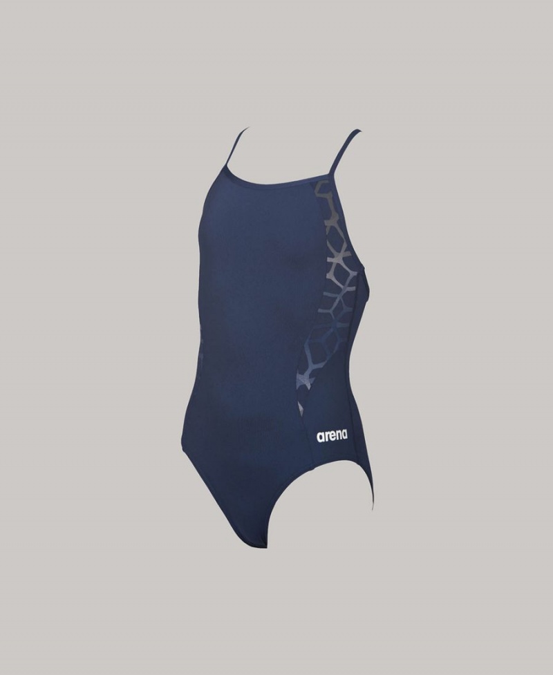 Bleu Marine Maillot de Bain Arena Carbonite II Youth Light Drop Back - OTI-9626214