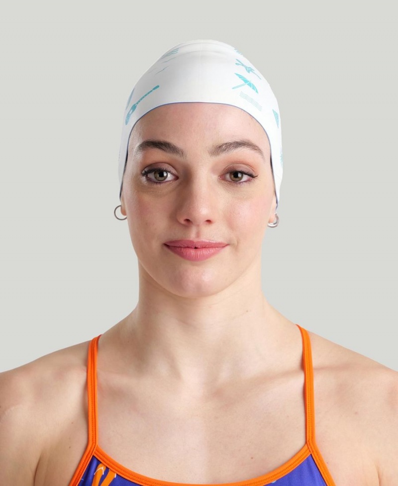 Blanche Bleu Bonnet de Bain Arena Reversible - LNI-5294779