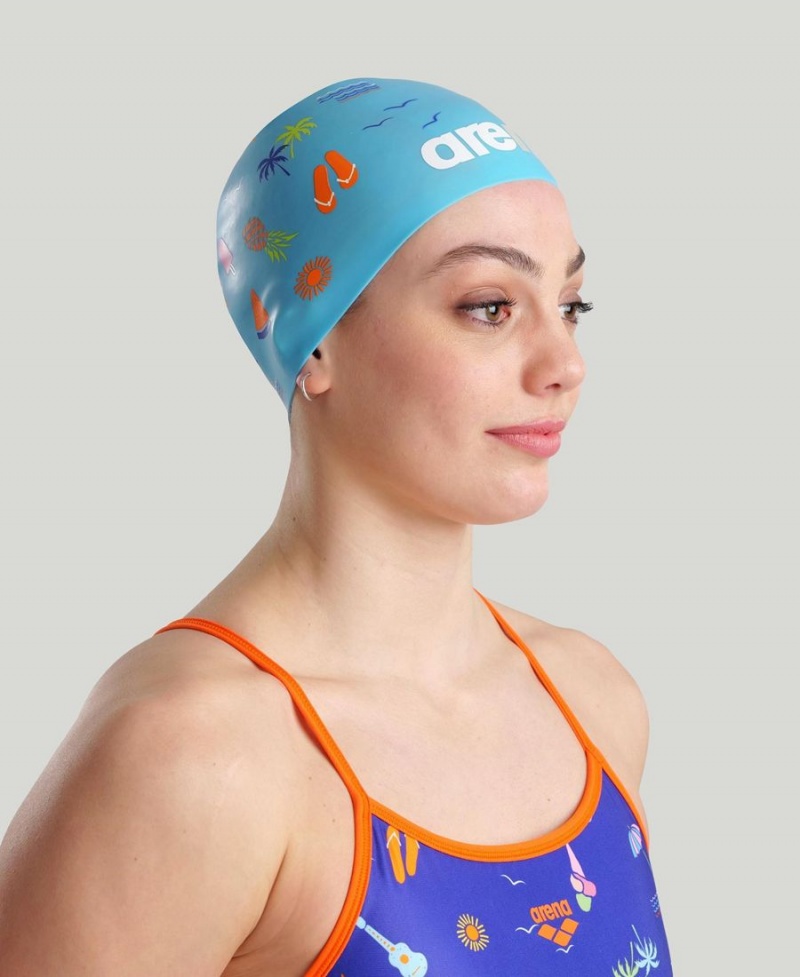 Bleu Multicolore Bonnet de Bain Arena Poolish Moulded - TRX-6860850