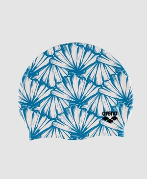 Blanche Bleu Bonnet de Bain Arena Print Silicone - DBR-4570018