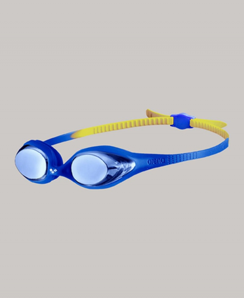 Bleu Jaune Lunette Natation Arena Spider Youth Mirror - NMI-1532819