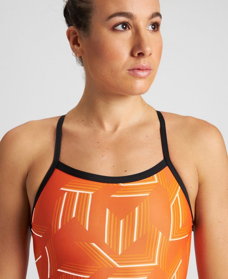 Noir Orange Multicolore Maillot de Bain Arena Puzzled Light Drop Back - NSI-0955968