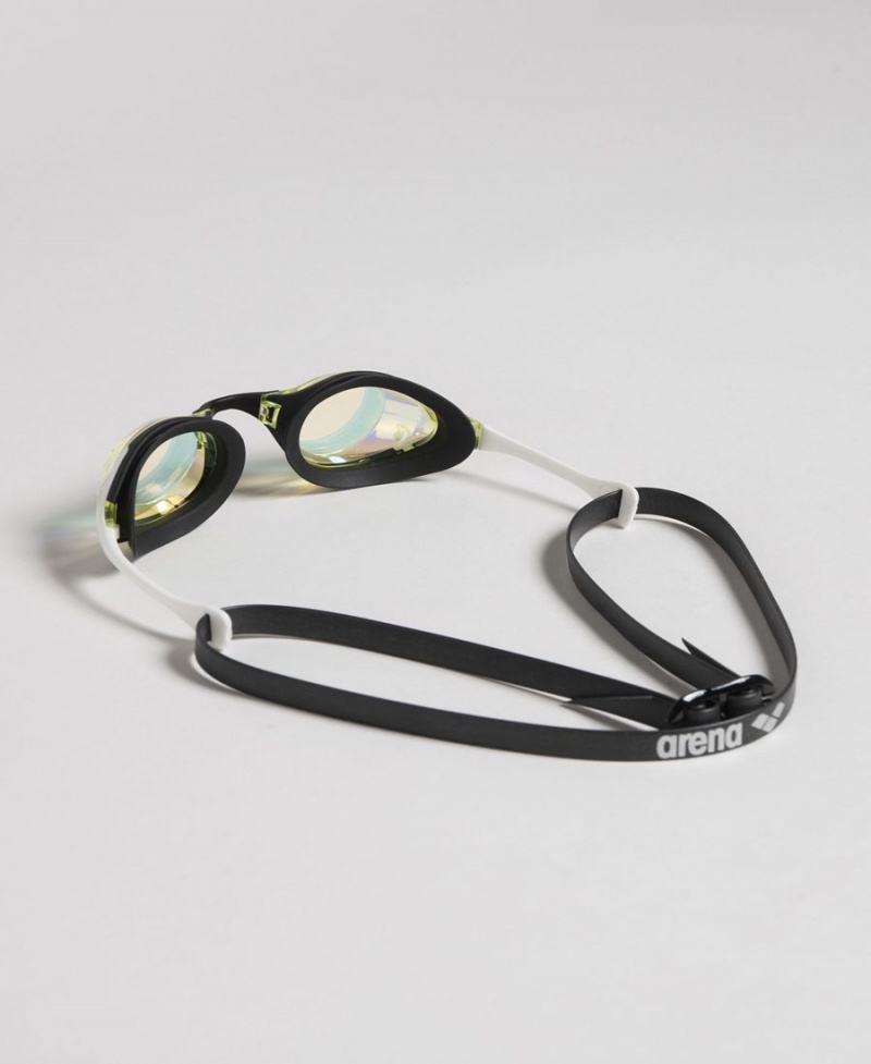 Jaune Blanche Lunette Natation Arena Cobra Swipe Mirror - OHP-6081624